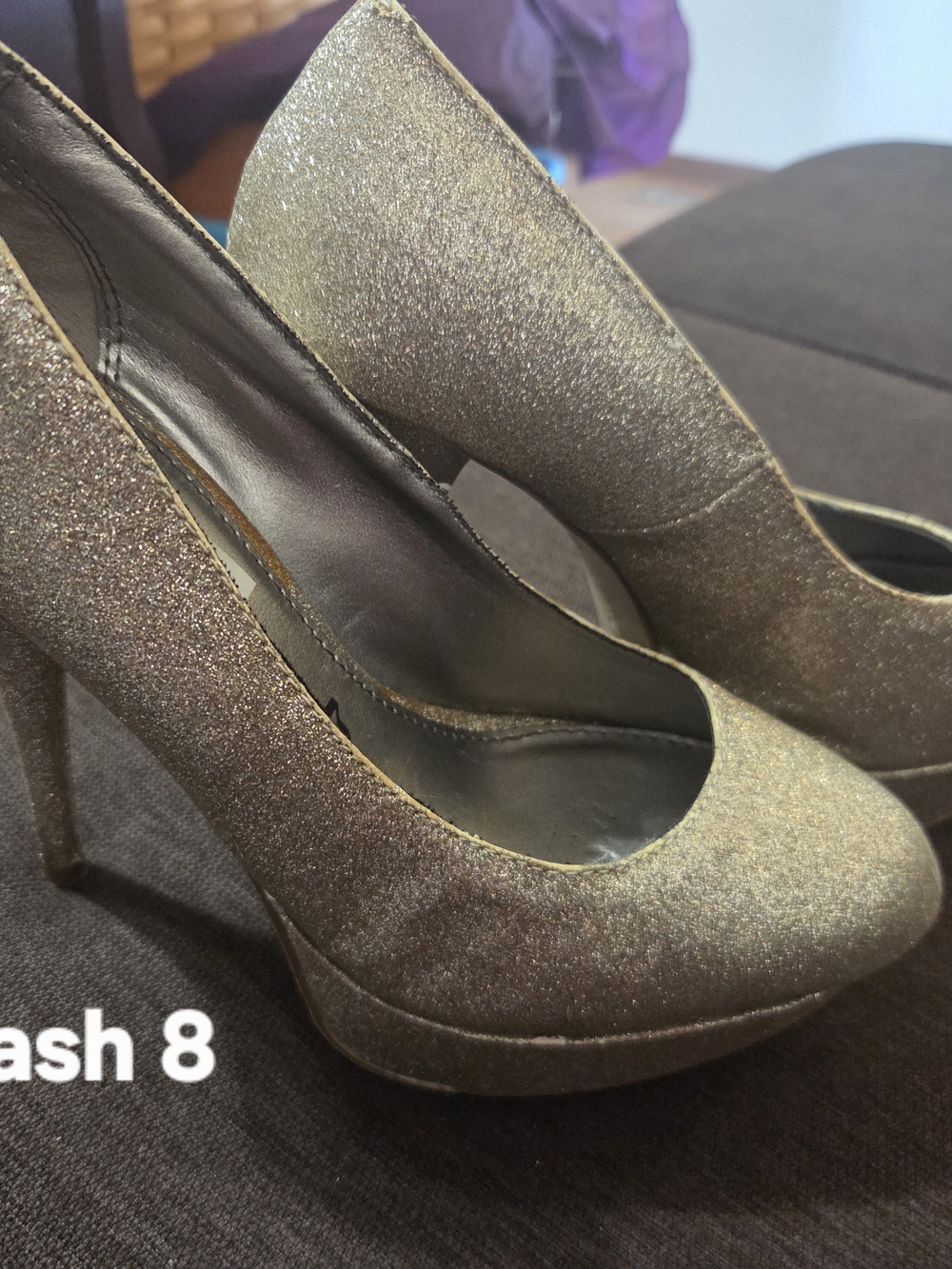 Brash Gold Glitter Platform Heels Pumps Prom Pageant
